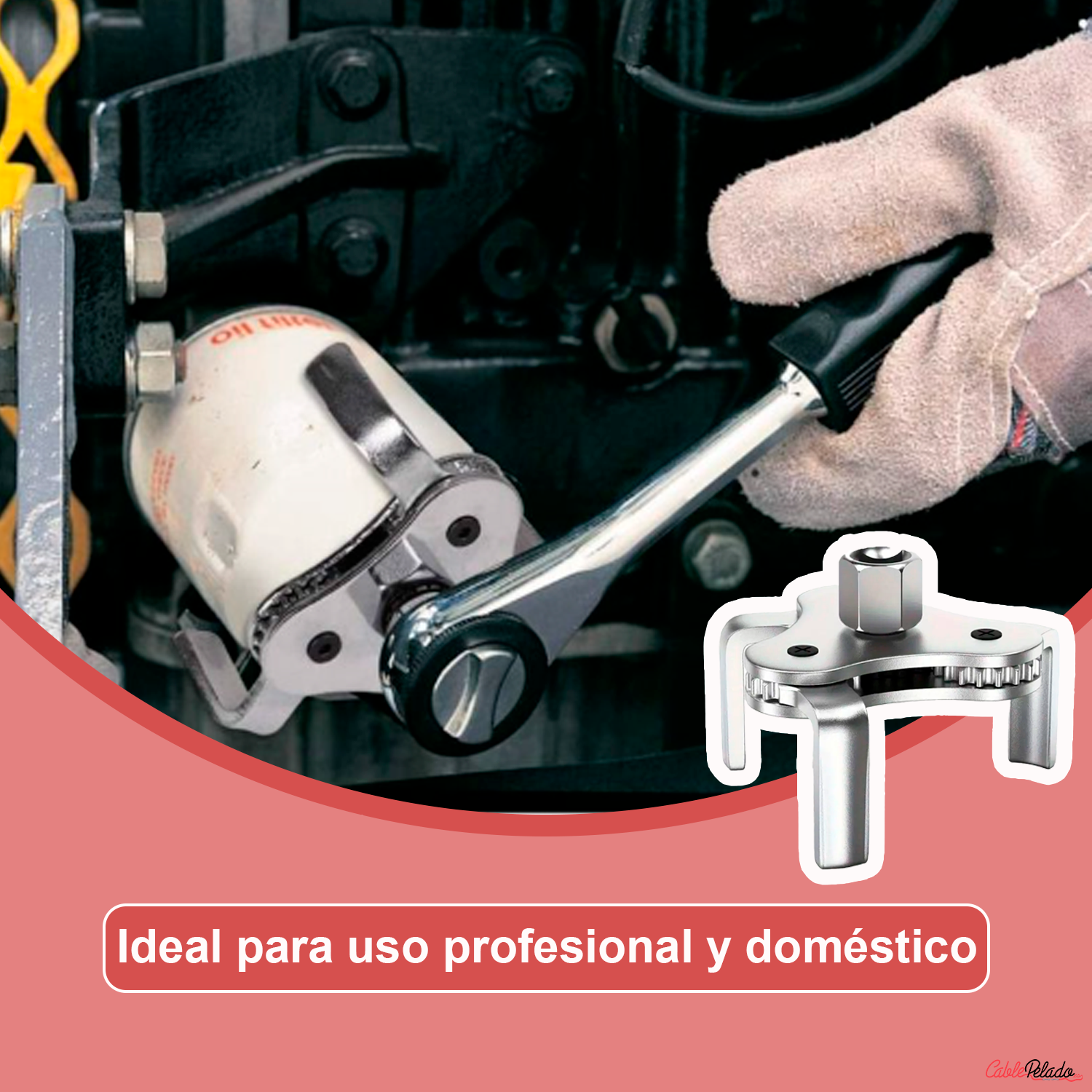 Herramienta De Extracción De Filtro De Aceite Ajustable Universal 50mm - 115mm  Plateado