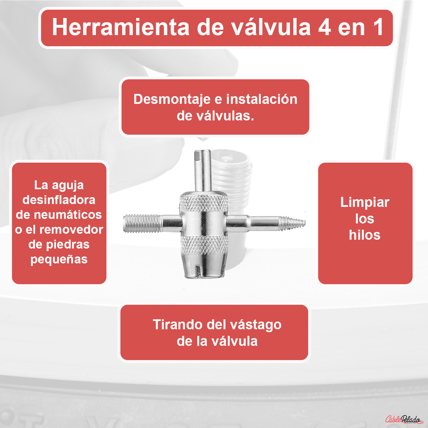 Herramienta Para Reparar Valvulas De Neumaticos  Gris