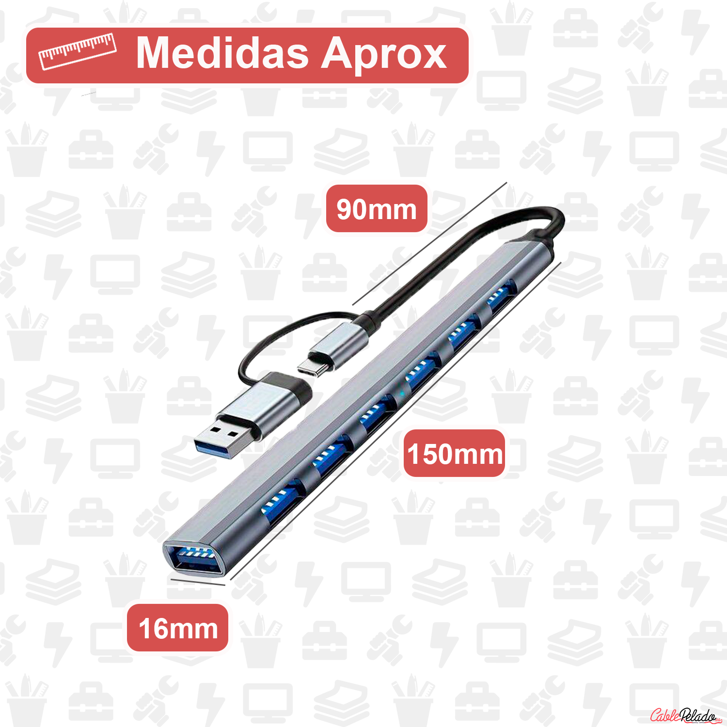 Hub USB 3.0 7 Puertos USB Tipo C