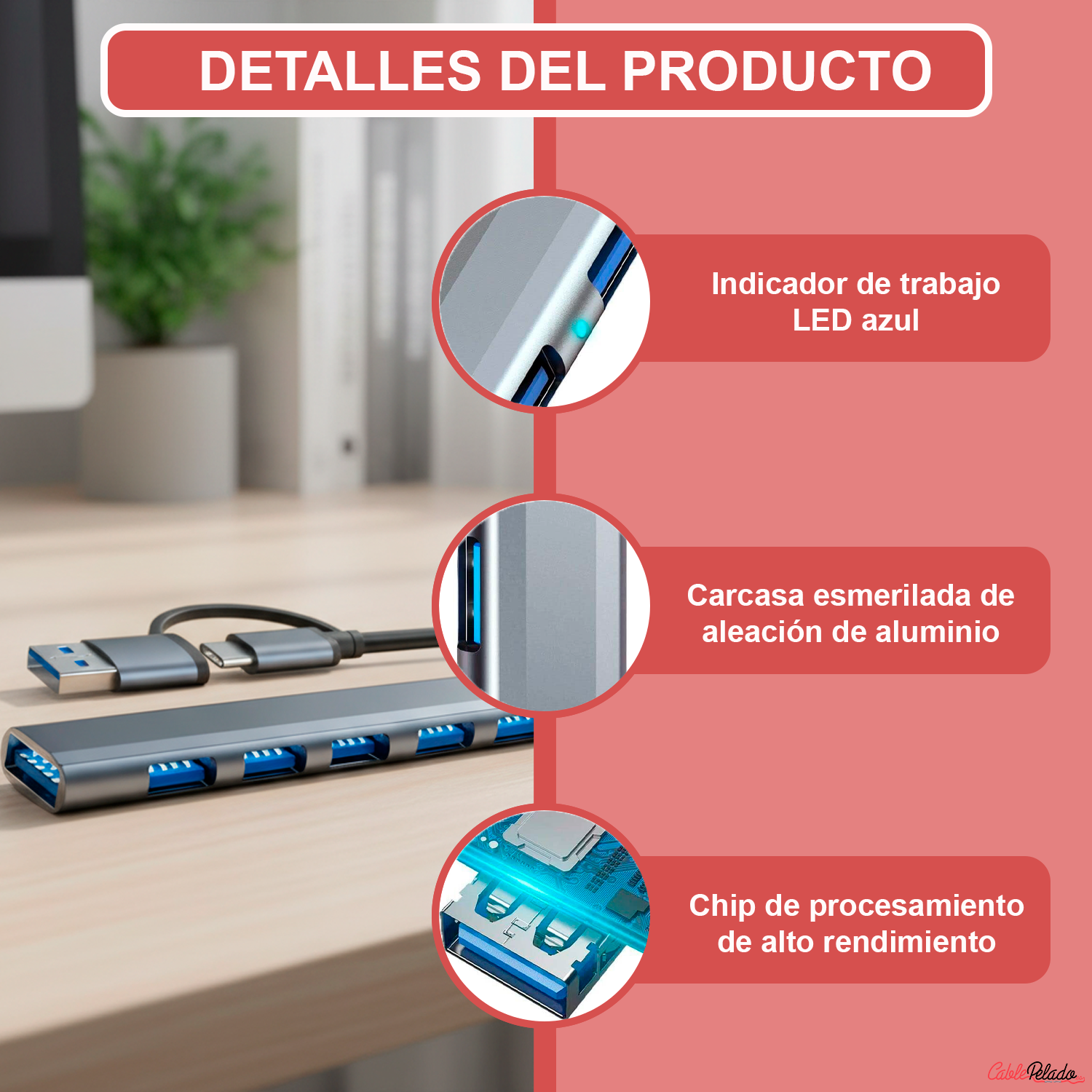 Hub USB 3.0 7 Puertos USB Tipo C