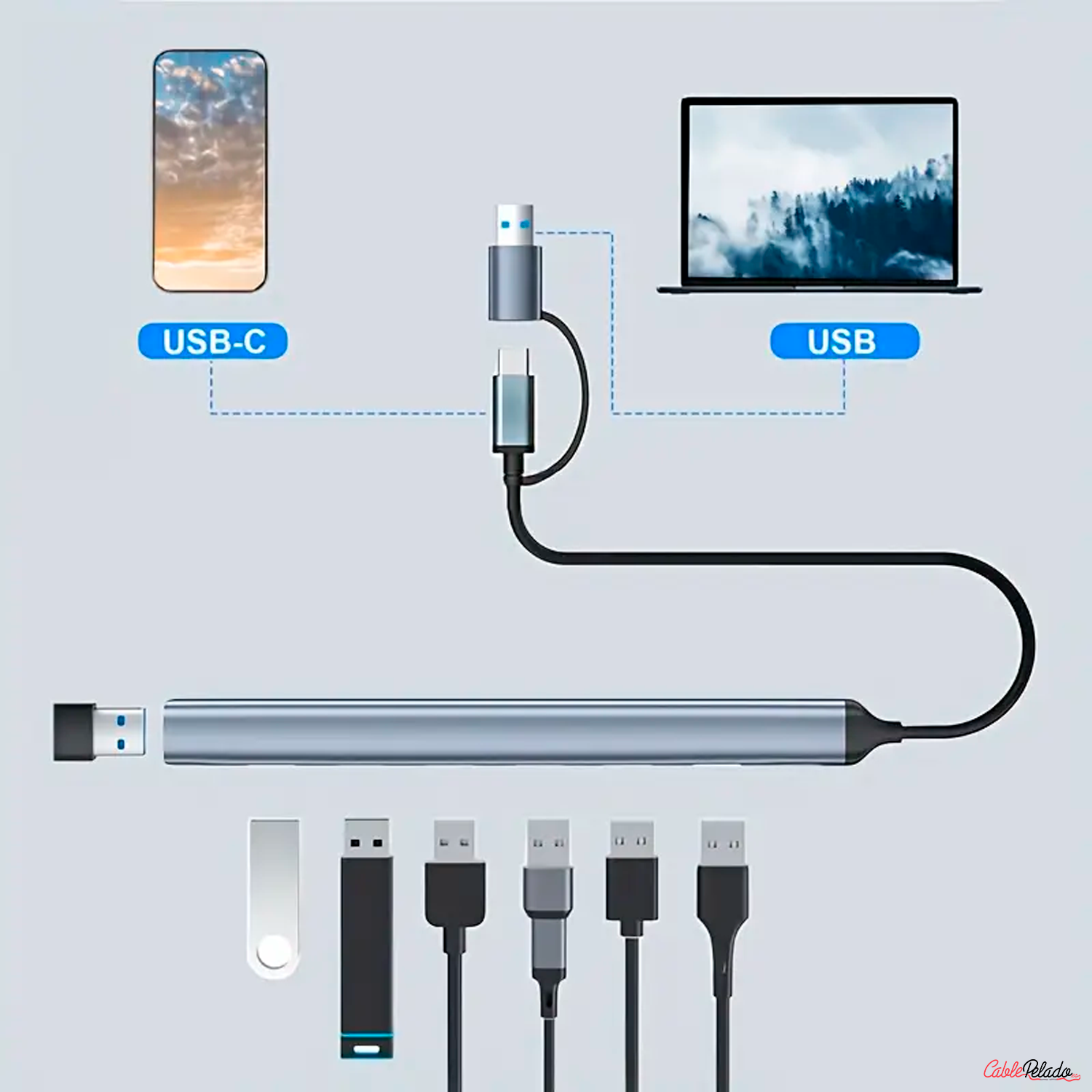 Hub USB 3.0 7 Puertos USB Tipo C