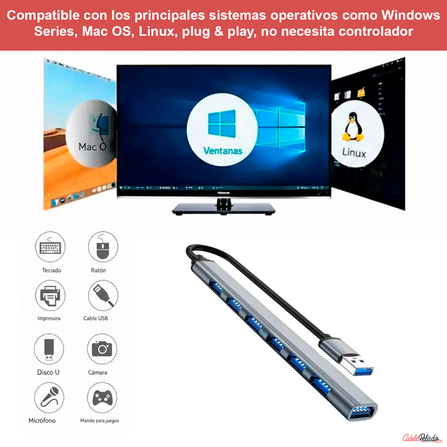 Hub USB 3.0 7 Puertos USB