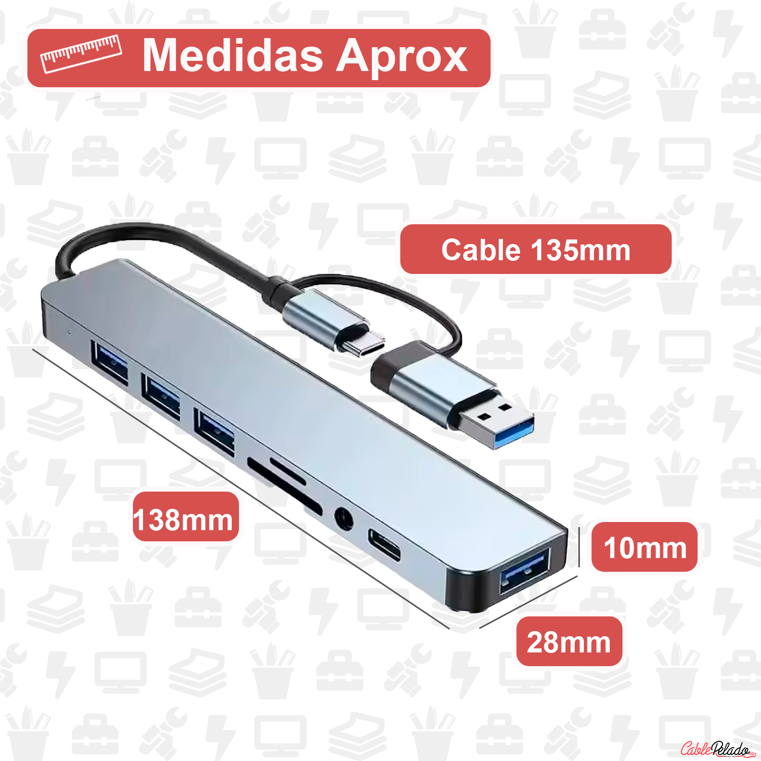 Hub USB 3.0 Multipuerto 8 en 1