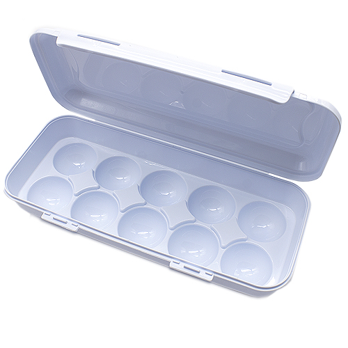 Huevera de plastico para 10 huevos con tapa  Blanco