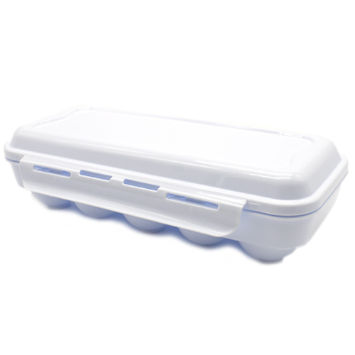 Huevera de plastico para 10 huevos con tapa  Blanco