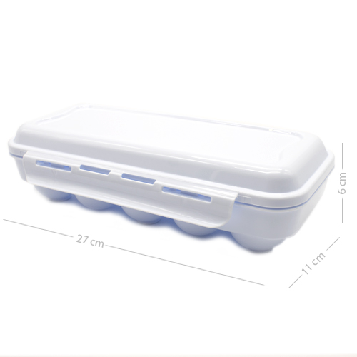 Huevera de plastico para 10 huevos con tapa  Blanco