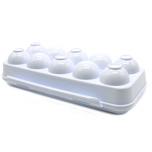Huevera de plastico para 10 huevos con tapa  Blanco