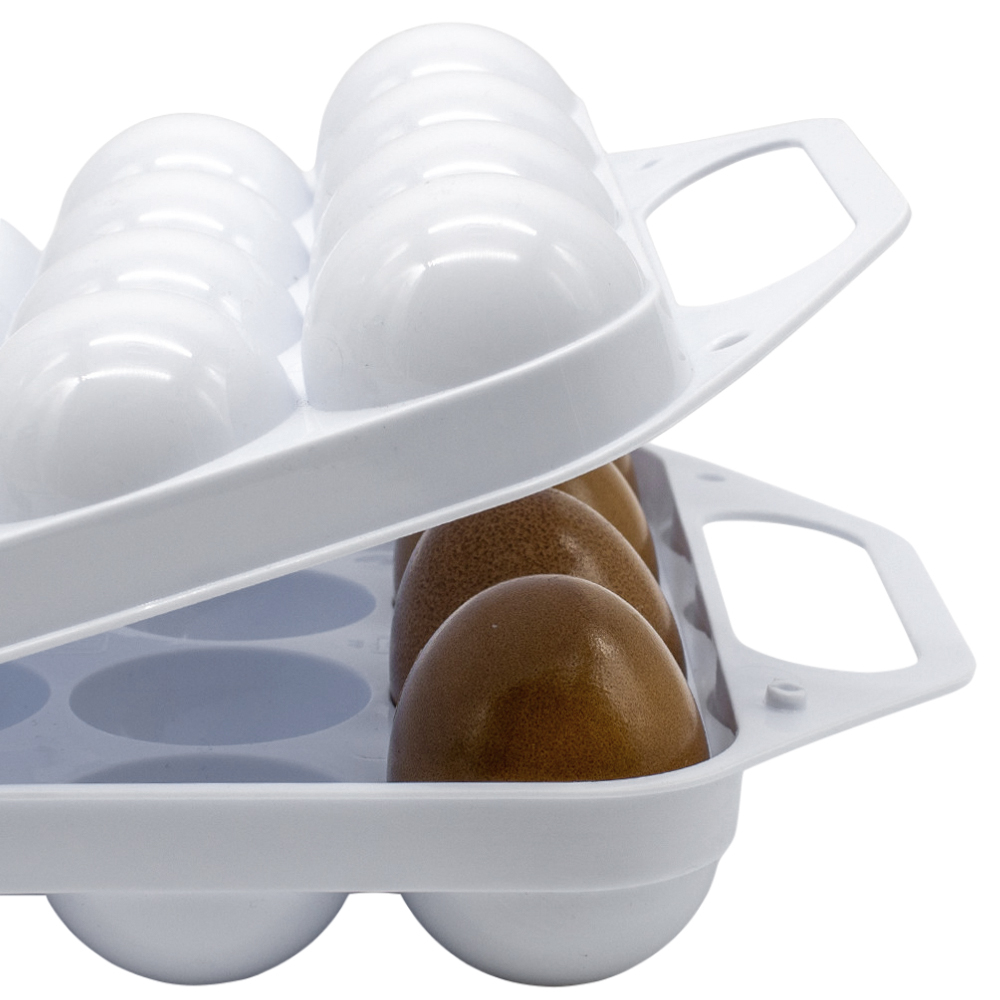 Huevera de plastico para 12 huevos con tapa Blanco