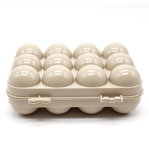 Huevera de plastico para 12 huevos con tapa  Beige