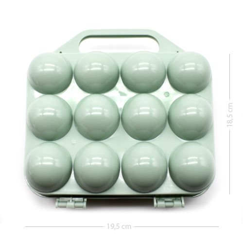 Huevera de plastico para 12 huevos con tapa  Verde claro