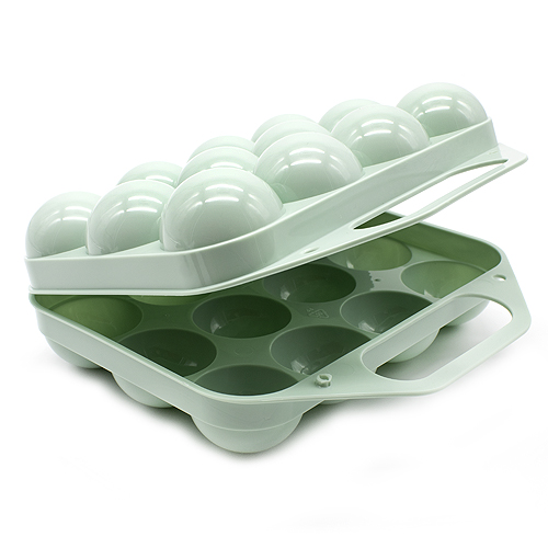 Huevera de plastico para 12 huevos con tapa  Verde claro