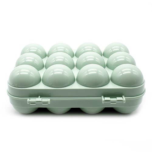 Huevera de plastico para 12 huevos con tapa  Verde claro