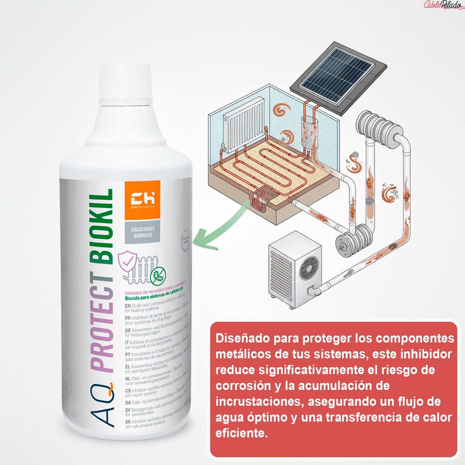 AQ PROTECT BIOKIL Inhibidor de Incrustaciones y Corrosión + Biocida para Sistemas de Calefacción y C