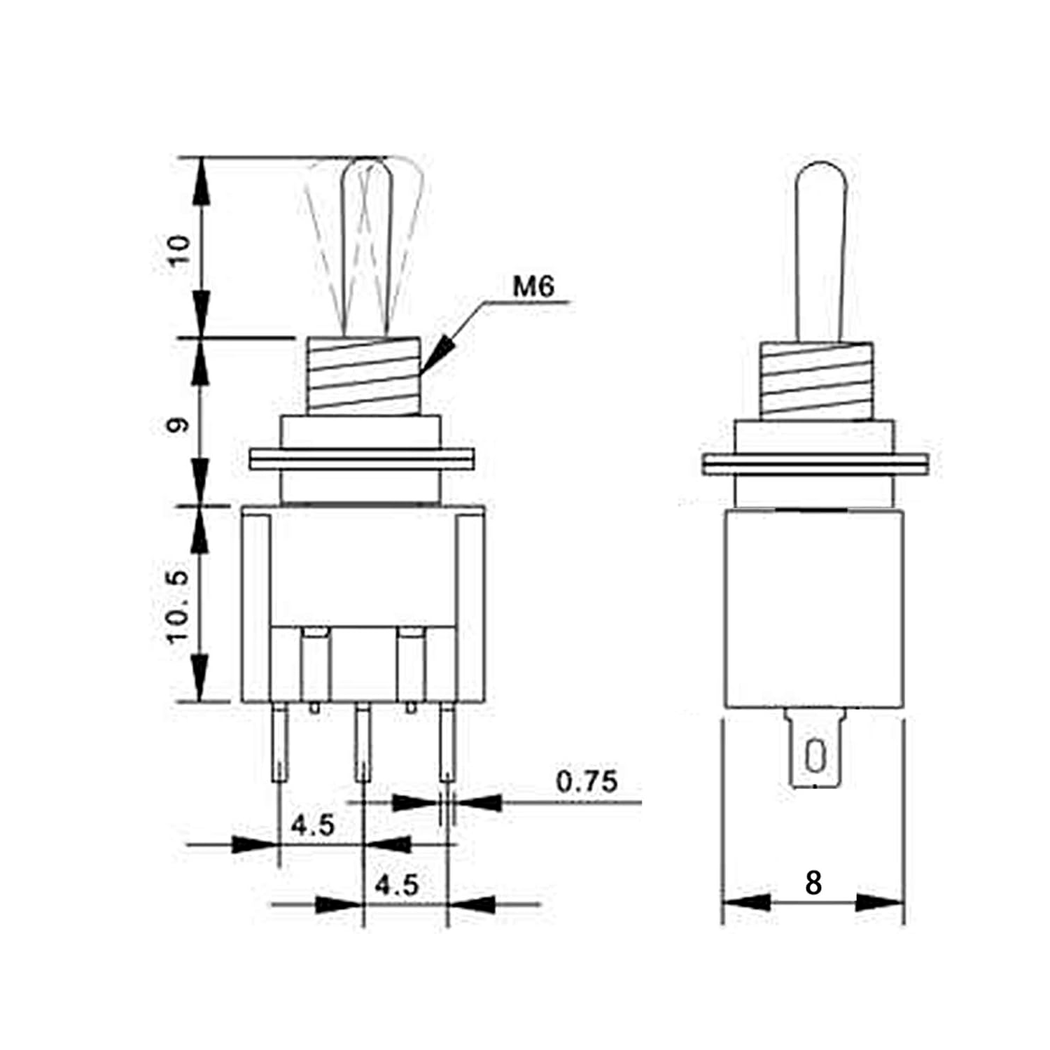 Interruptor 3 pin con palanca on-on  Gris 16 A