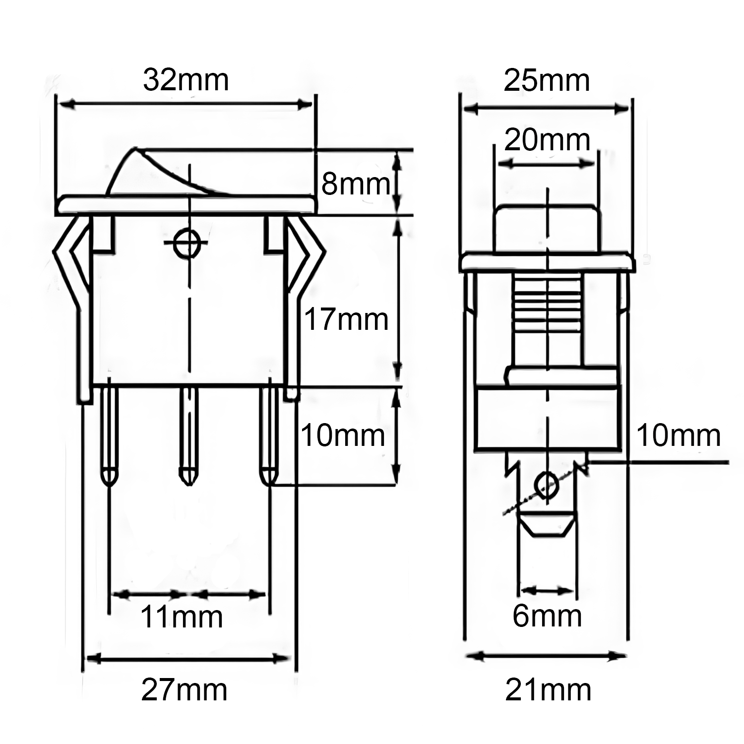 Interruptor basculante de 3 vias ON/OFF/ON Rojo 16 A  Rojo 16 A