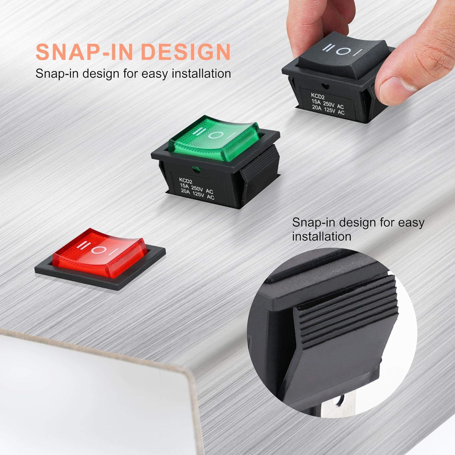 Interruptor basculante de 6 vias ON/OFF/ON sin LED  Rojo 16 A
