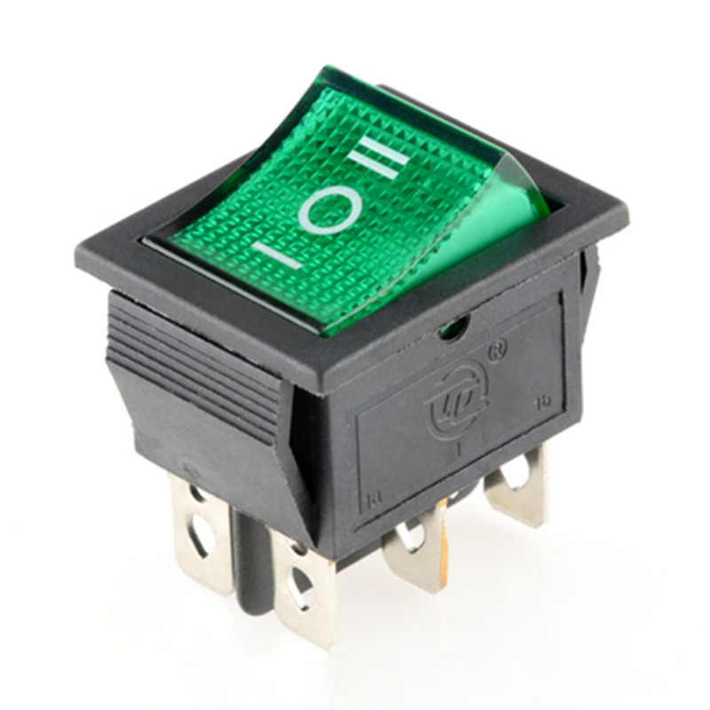 Interruptor basculante de 6 vias ON/OFF/ON  Verde 16 A