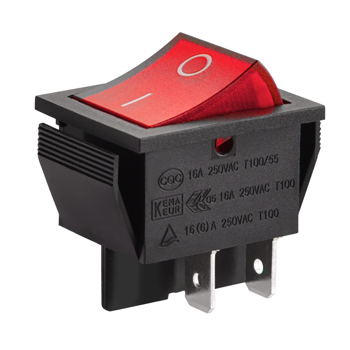Interruptor basculante ON-OFF DPST 4 vias  Rojo 16 A