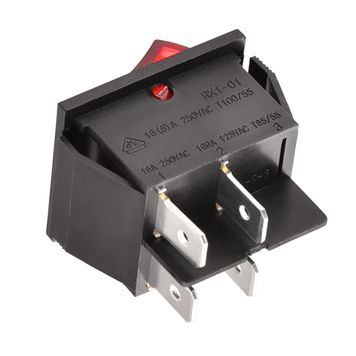 Interruptor basculante ON-OFF DPST 4 vias  Rojo 16 A
