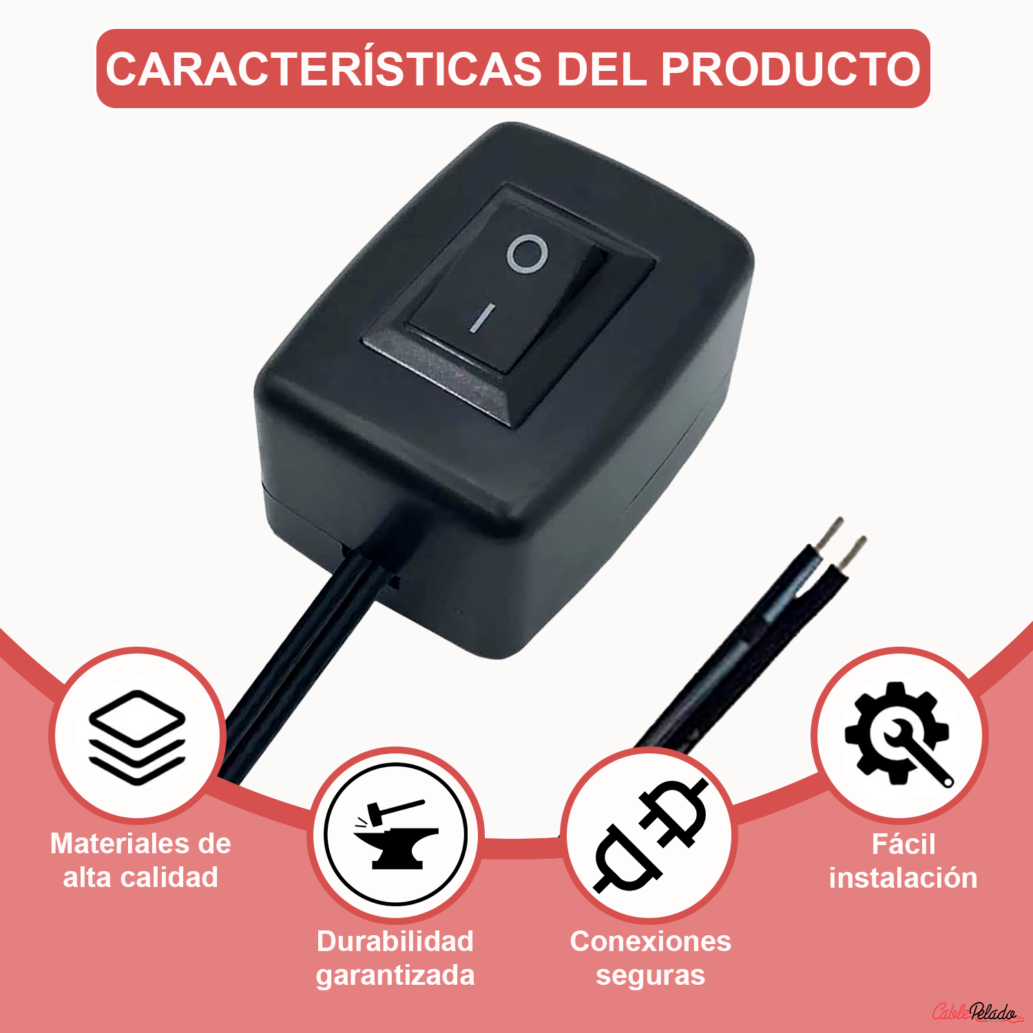 Interruptor De Coche DIY En Forma De Gota De Agua 12V  Negro