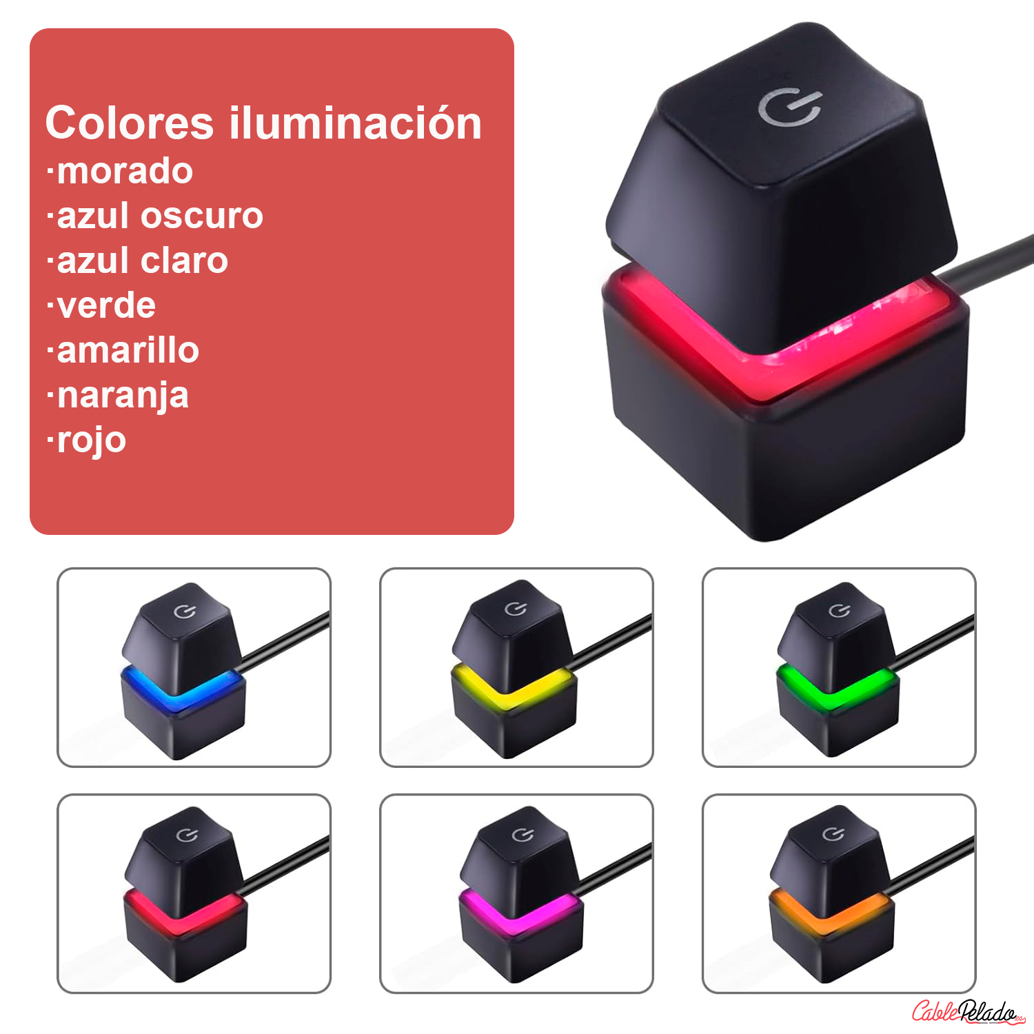 Interruptor De Encendido Del Ordenador De Sobremesa Multicolor LED 2 M Negro