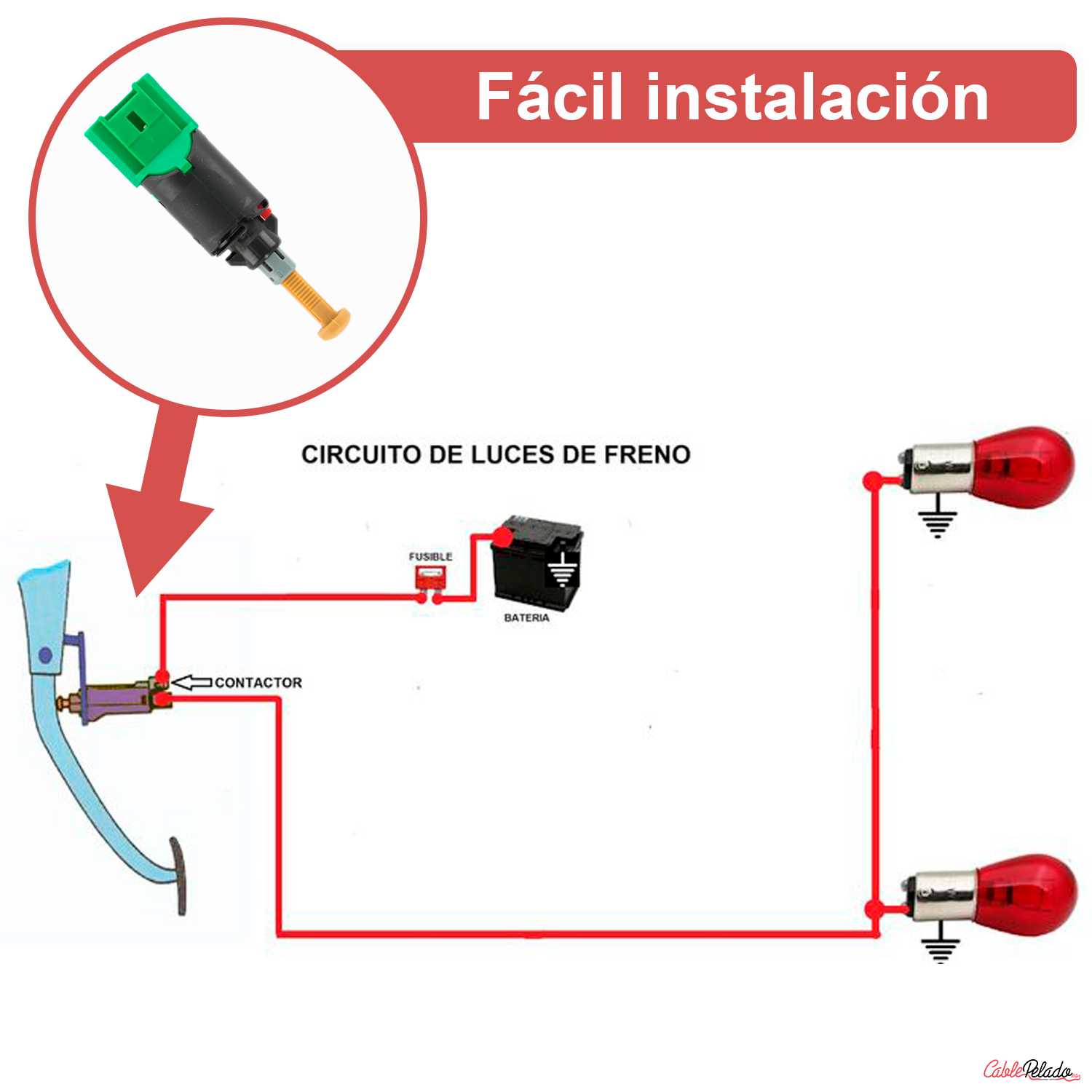 Interruptor De Luz De Freno 4 Pines  Negro