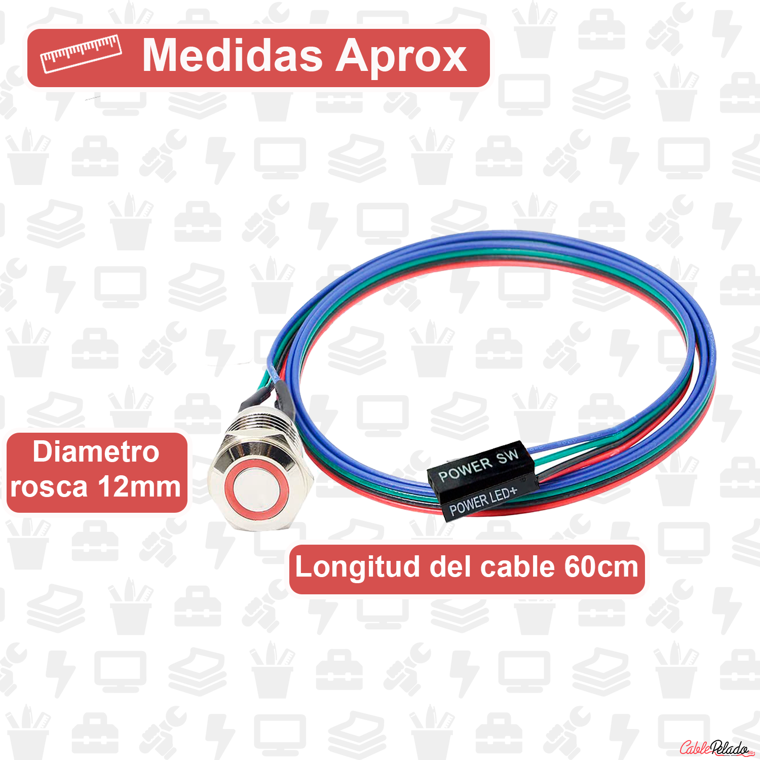 Interruptor Encendido Ordenador LED  Rojo
