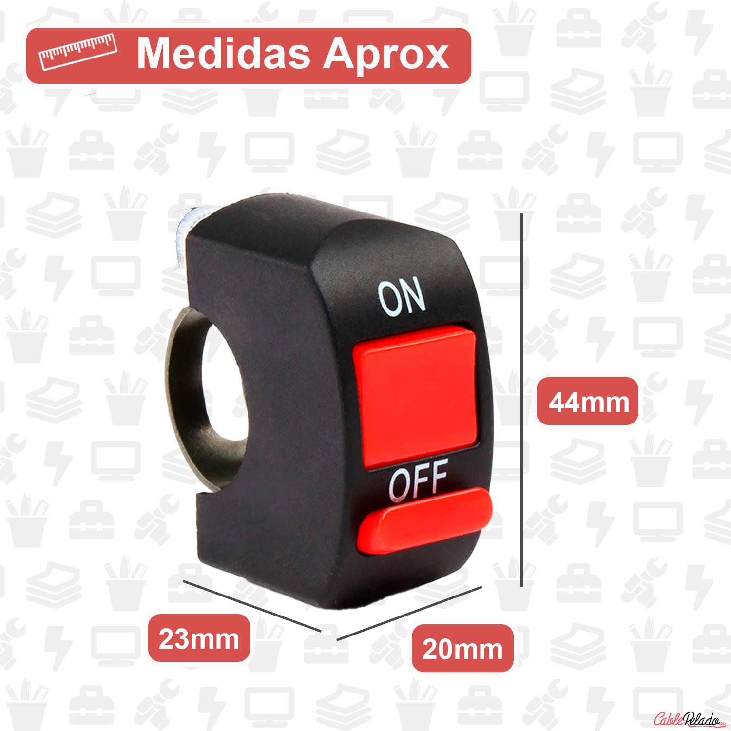 Interruptor Luces Antiniebla Para Manillar De Moto 12 V CC  Negro