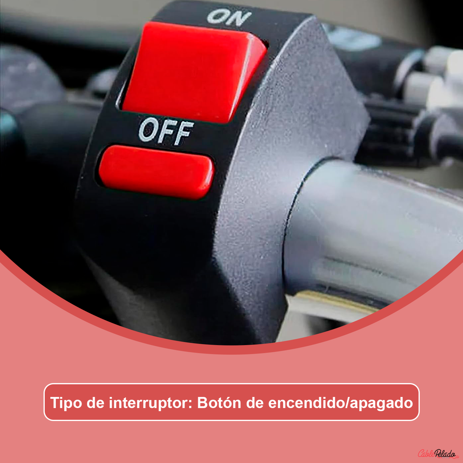 Interruptor Luces Antiniebla Para Manillar De Moto 12 V CC  Negro