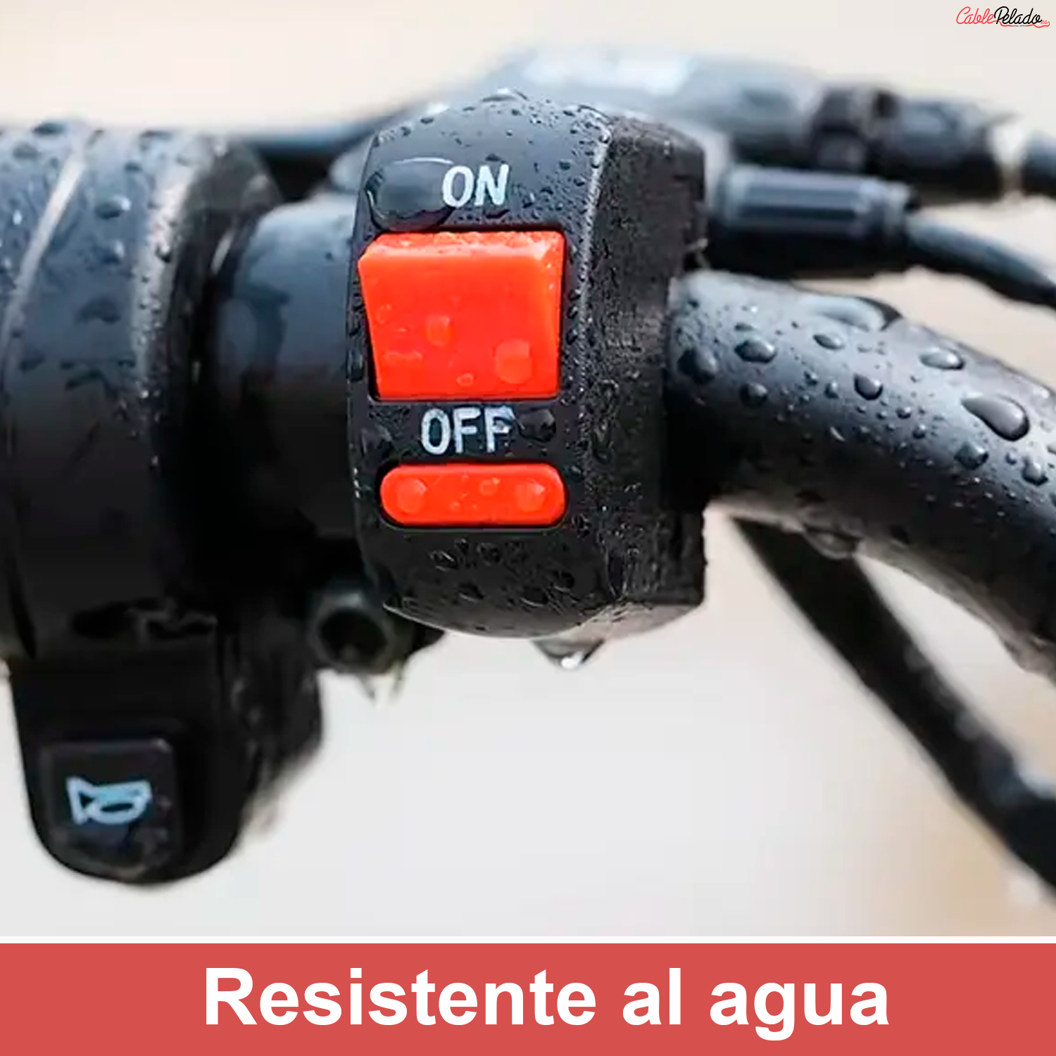 Interruptor Luces Antiniebla Para Manillar De Moto 12 V CC  Negro