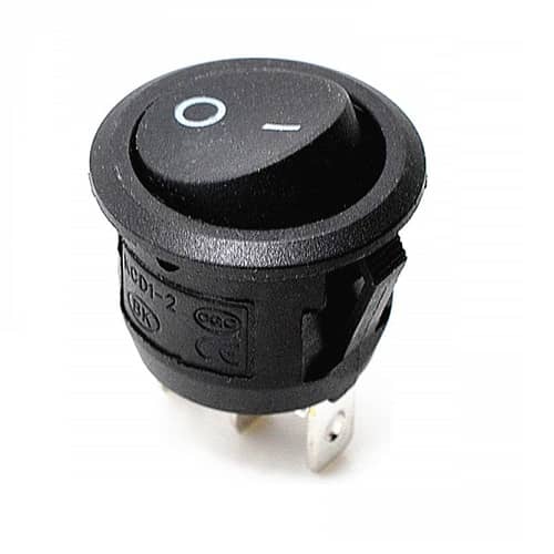 Interruptor redondo basculante de 3 vias ON/OFF  Negro 6 A