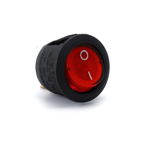 Interruptor redondo basculante de 3 vias ON/OFF  Rojo 6 A