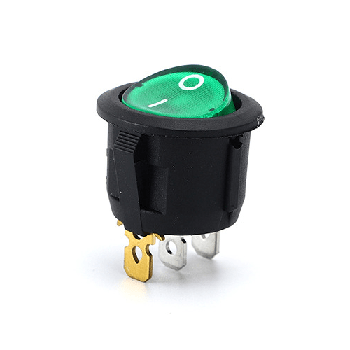 Interruptor redondo basculante de 3 vias ON/OFF  Verde 6 A