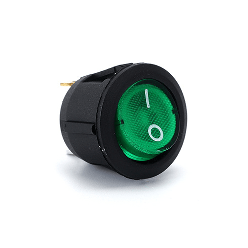 Interruptor redondo basculante de 3 vias ON/OFF  Verde 6 A