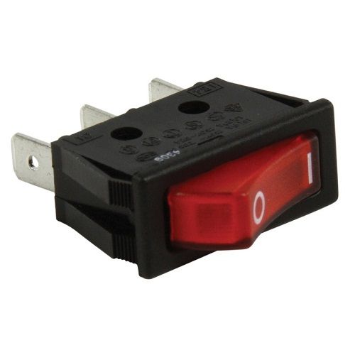 Interruptor basculante ON-OFF SPST 3 pines  Rojo 16 A