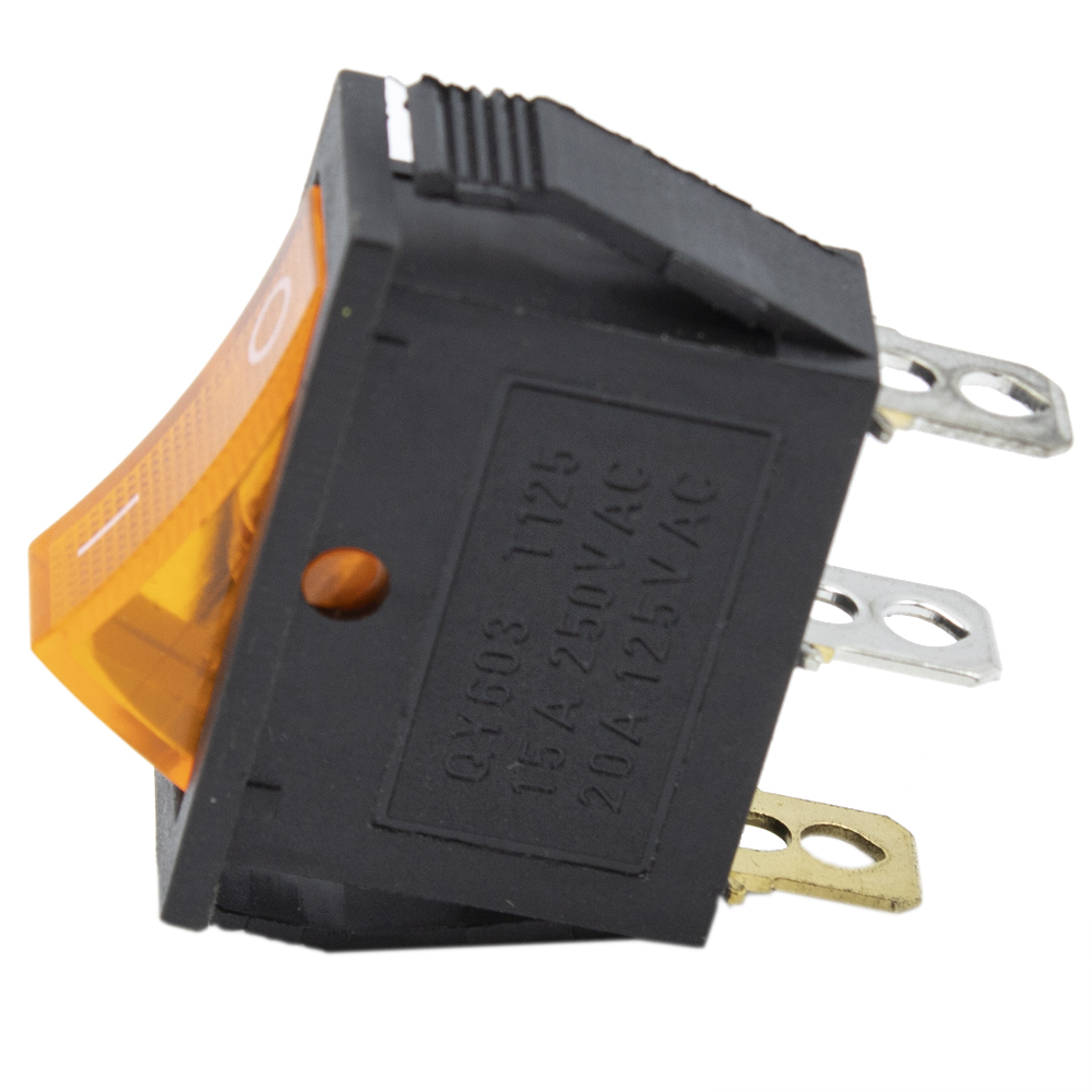 Interruptor basculante ON-OFF SPST 3 pines  Naranja 16 A