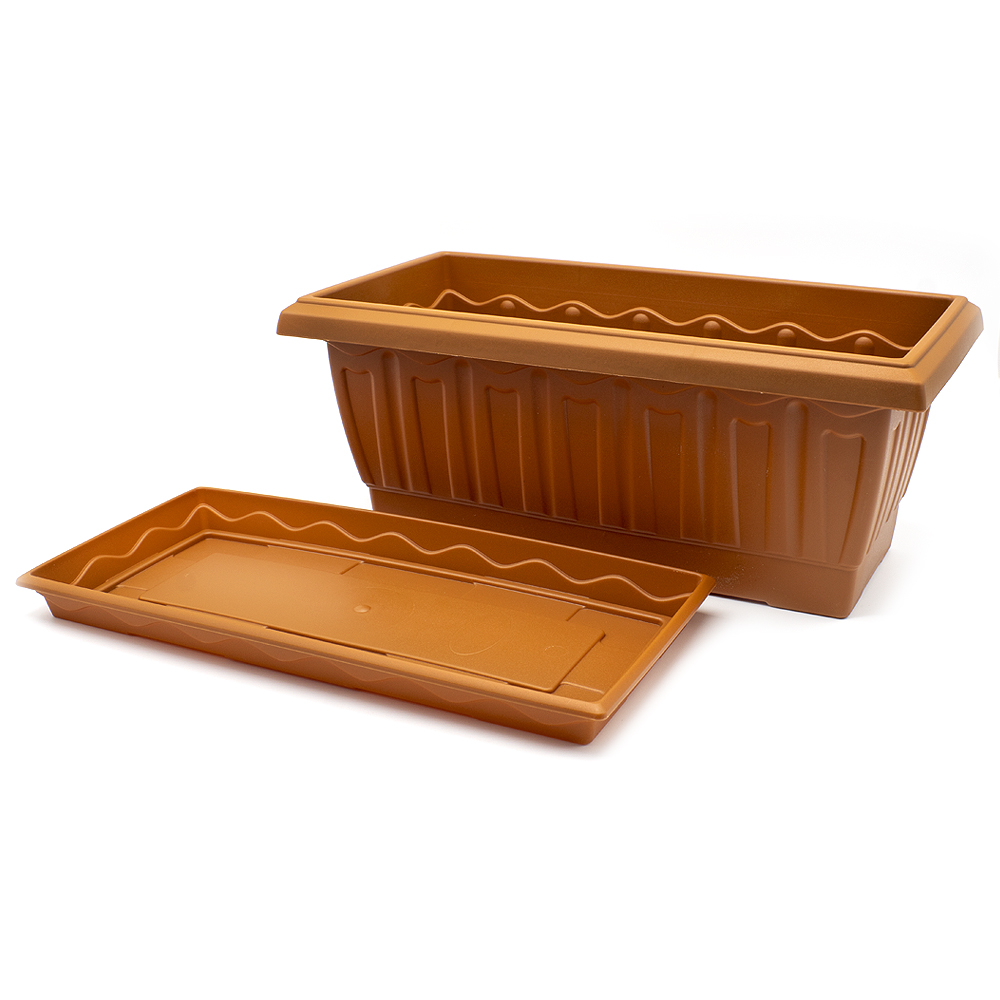 Jardinera plastico con plato 40 cm Marron