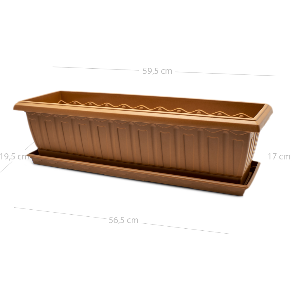 Jardinera plastico con plato 60 cm Marron