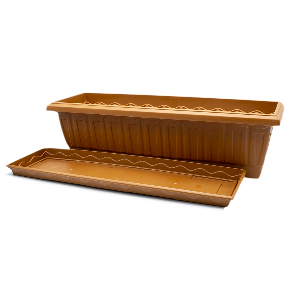 Jardinera plastico con plato 60 cm Marron