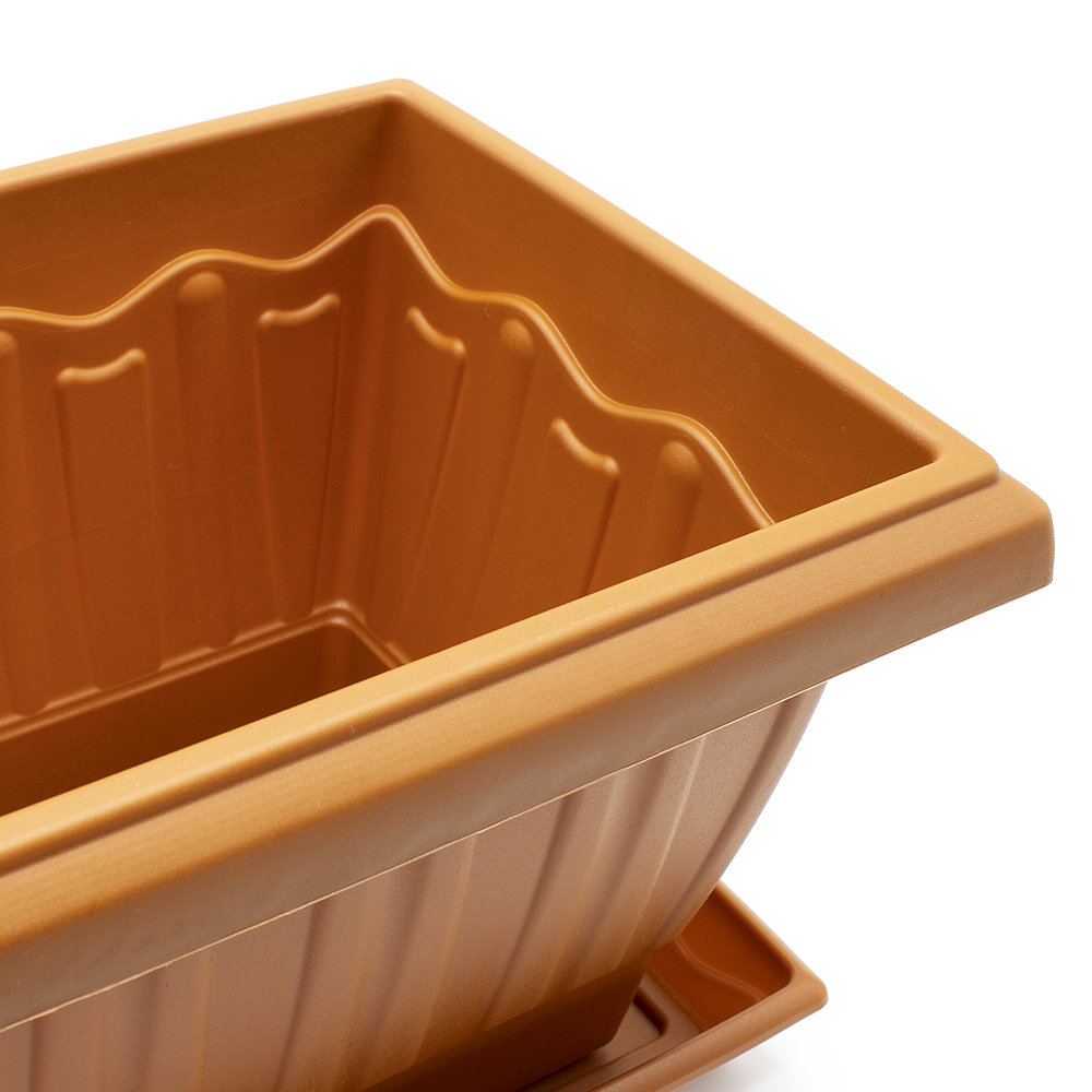 Jardinera plastico con plato 60 cm Marron
