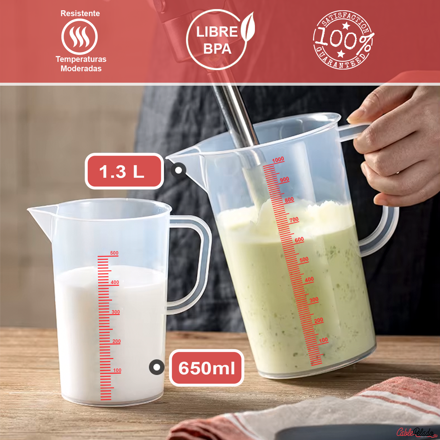 Jarra De Plástico Medidora 1300 Ml  Transparente