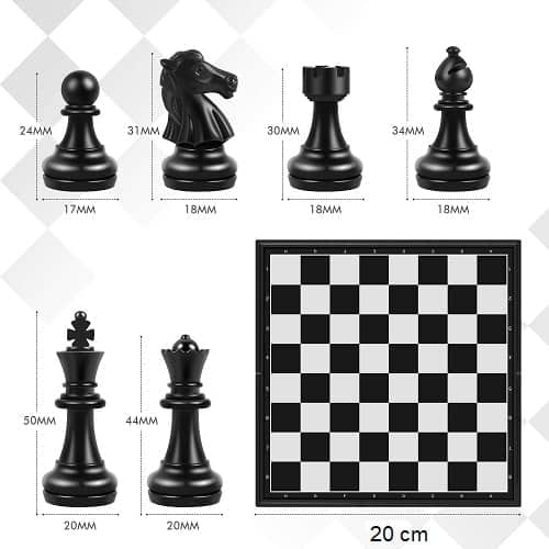 Juego Ajedrez Magnético 20x20  blanco-negro