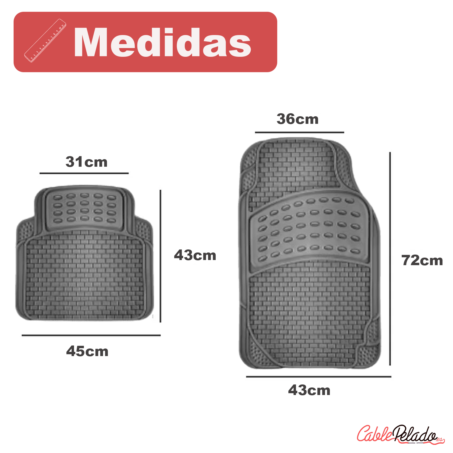 Juego Alfombrillas De Goma Universales Coche V1  Negro