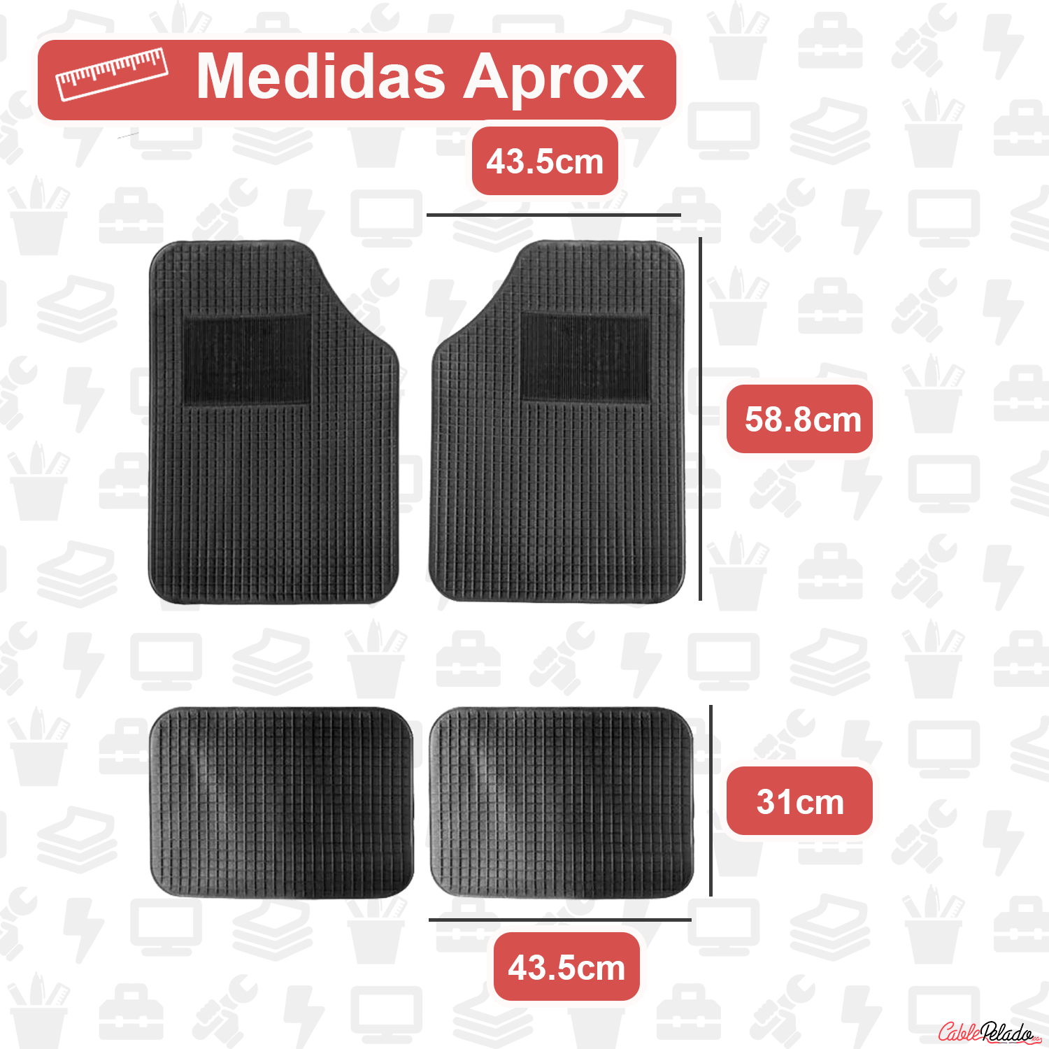 Juego Alfombrillas De Goma Universales Para Coche V3  Negro
