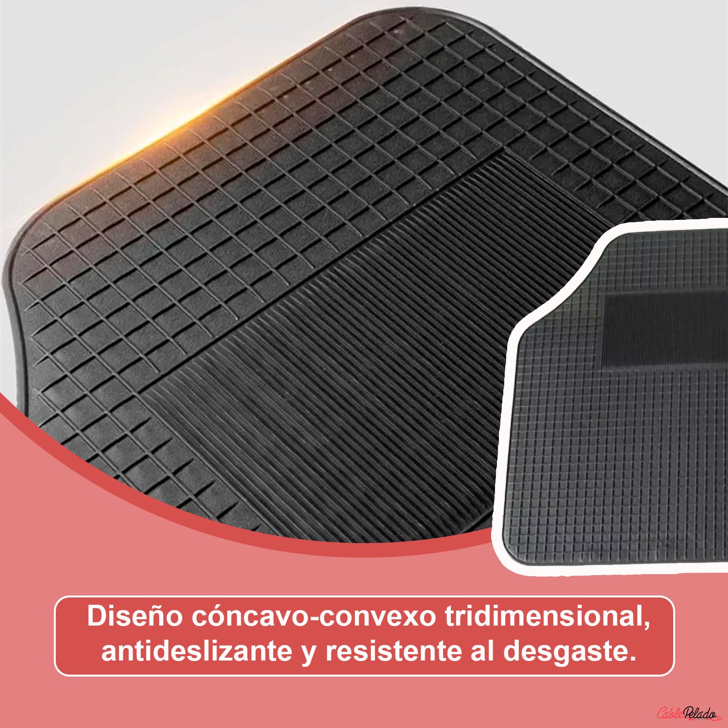 Juego Alfombrillas De Goma Universales Para Coche V3  Negro