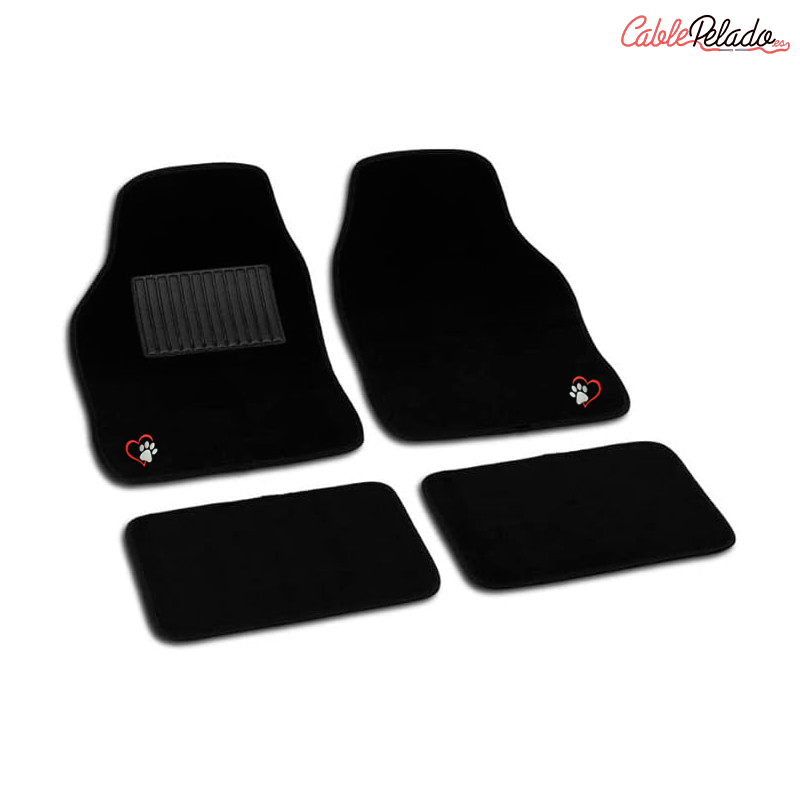 Juego Alfombrillas De Moqueta Universales Para Coche  Negro