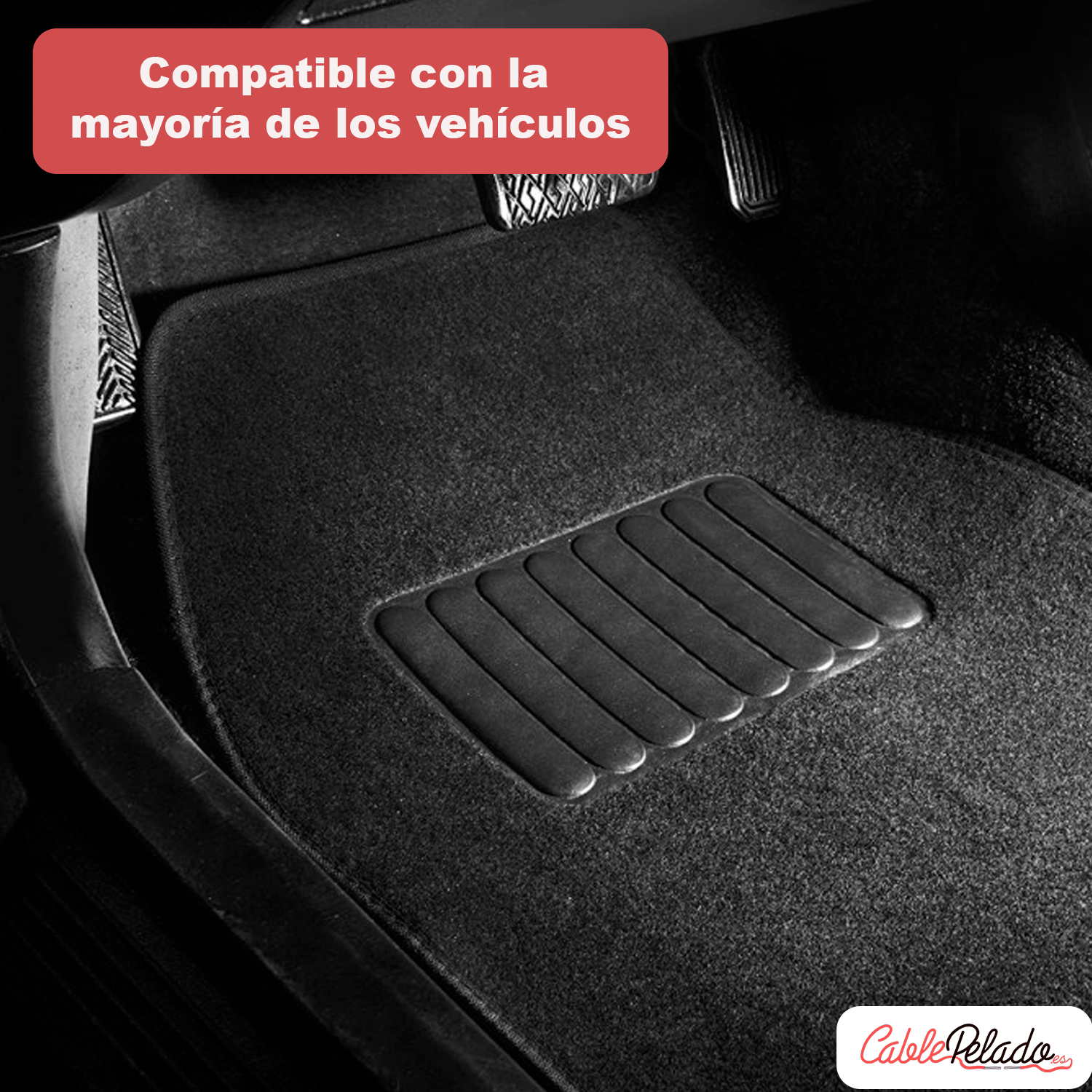 Juego Alfombrillas De Moqueta Universales Para Coche  Negro