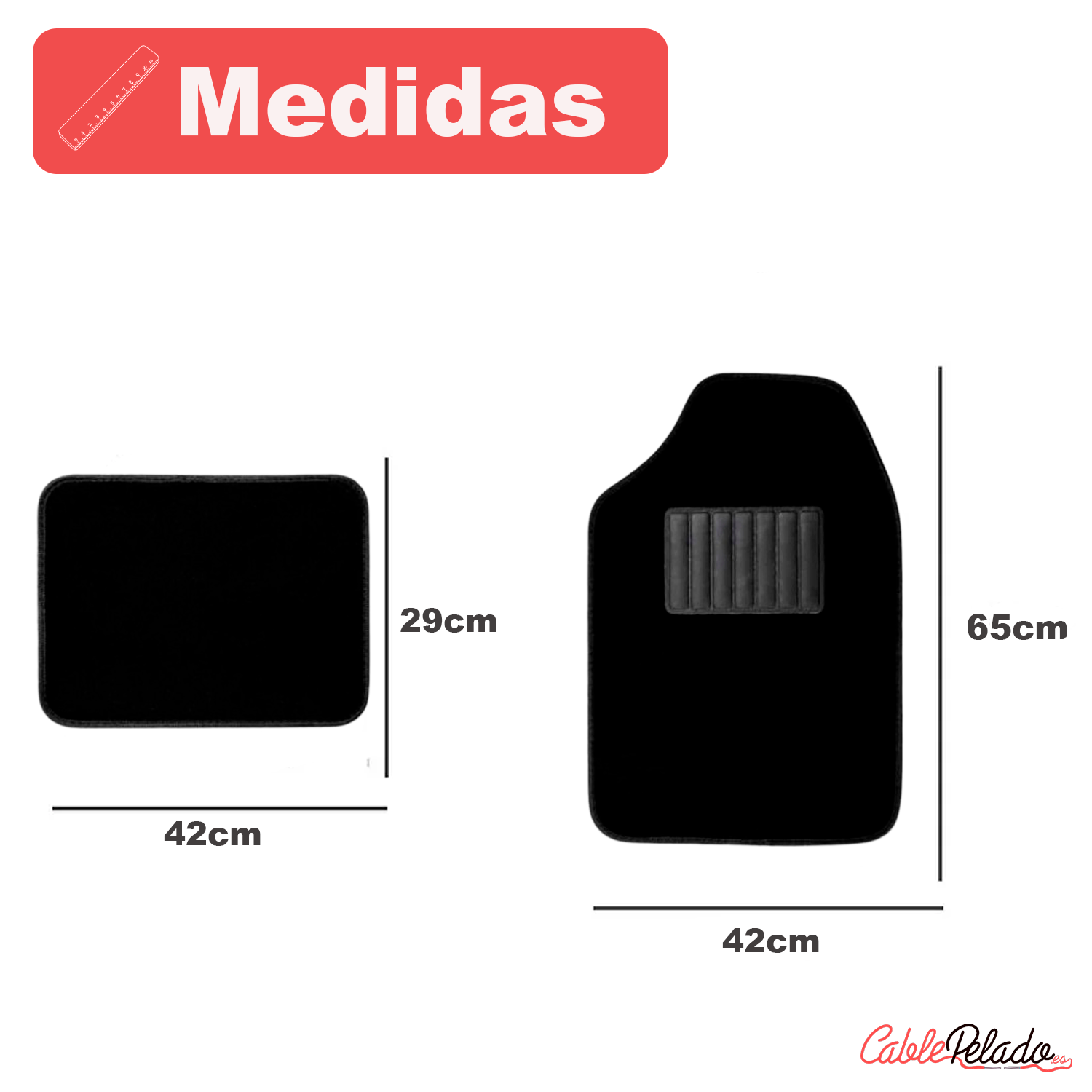 Juego Alfombrillas De Moqueta Universales Para Coche V2  Negro