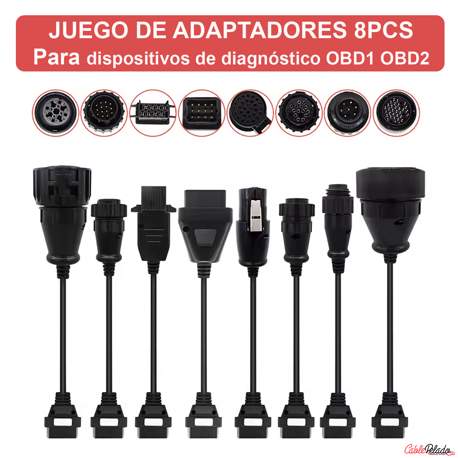 Juego de cables conectores de diagnostico OBD Camión  Negro