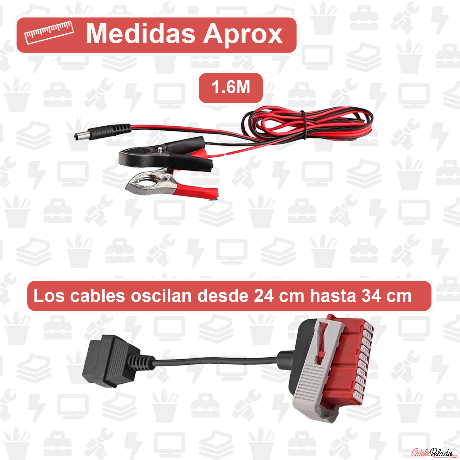 Juego de cables conectores de diagnostico OBD Coche  Negro